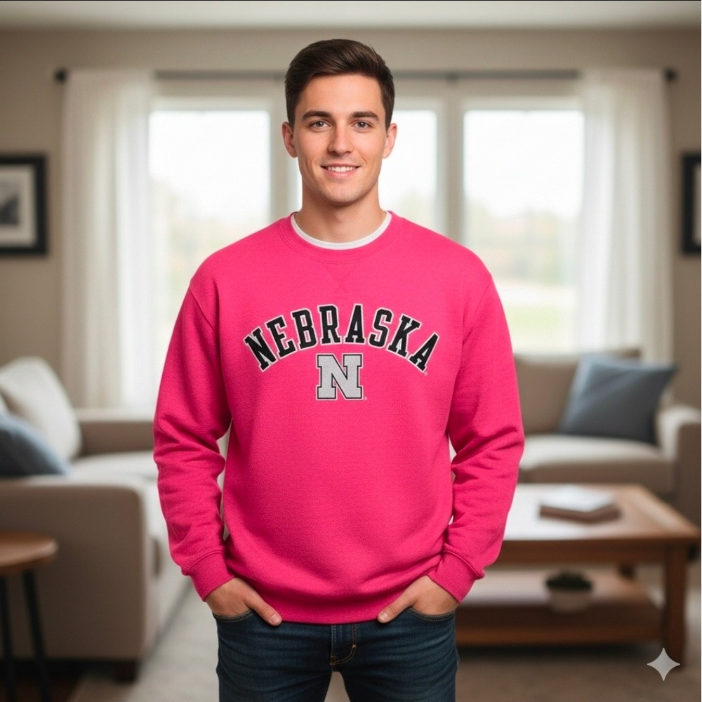 Nebraska Huskers‎ Crewneck Captivating Stitched Sweatshirt Red Size Large New